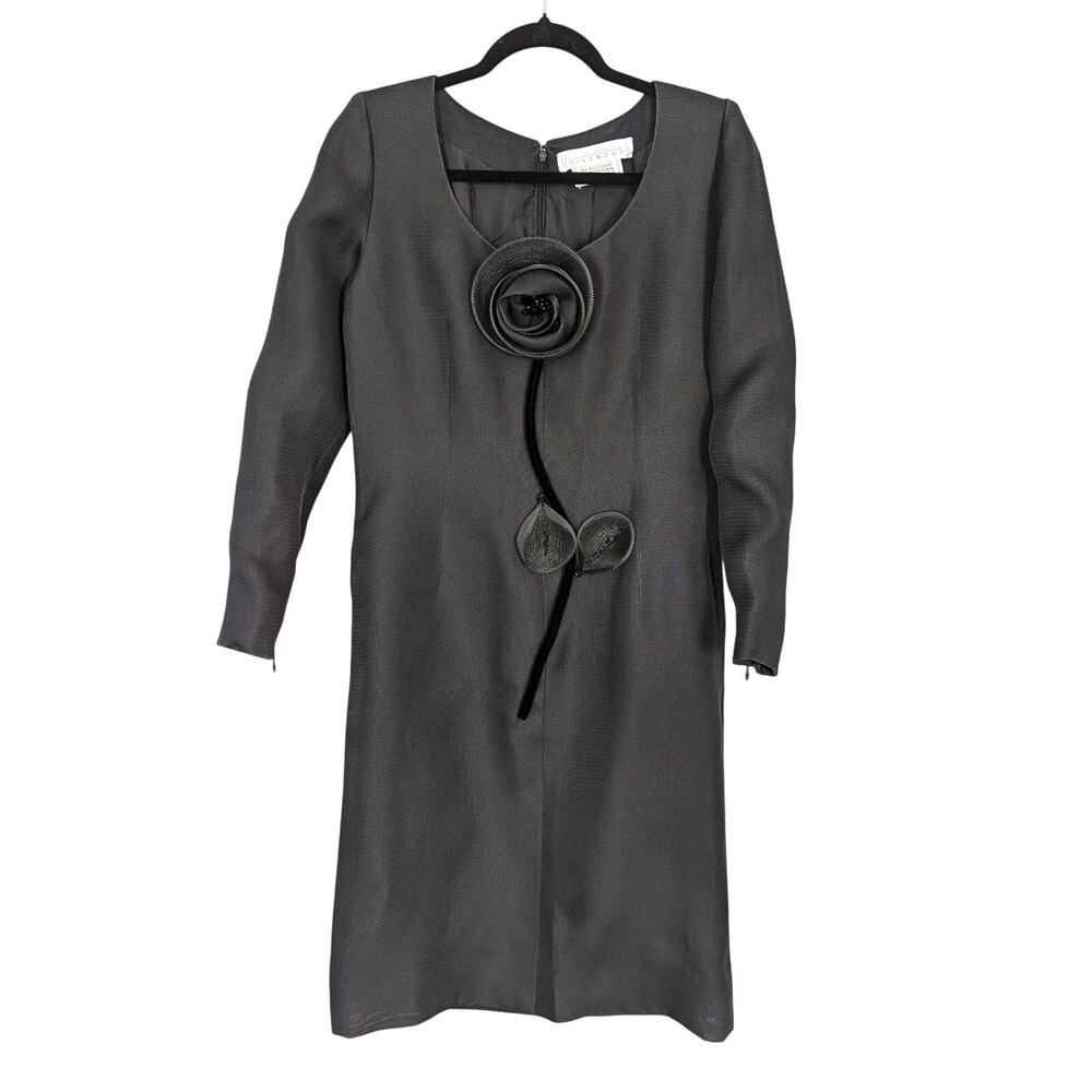 Bergdorf Goodman Couture Givenchy Black Floral Long Sleeve Dress size 8/38
